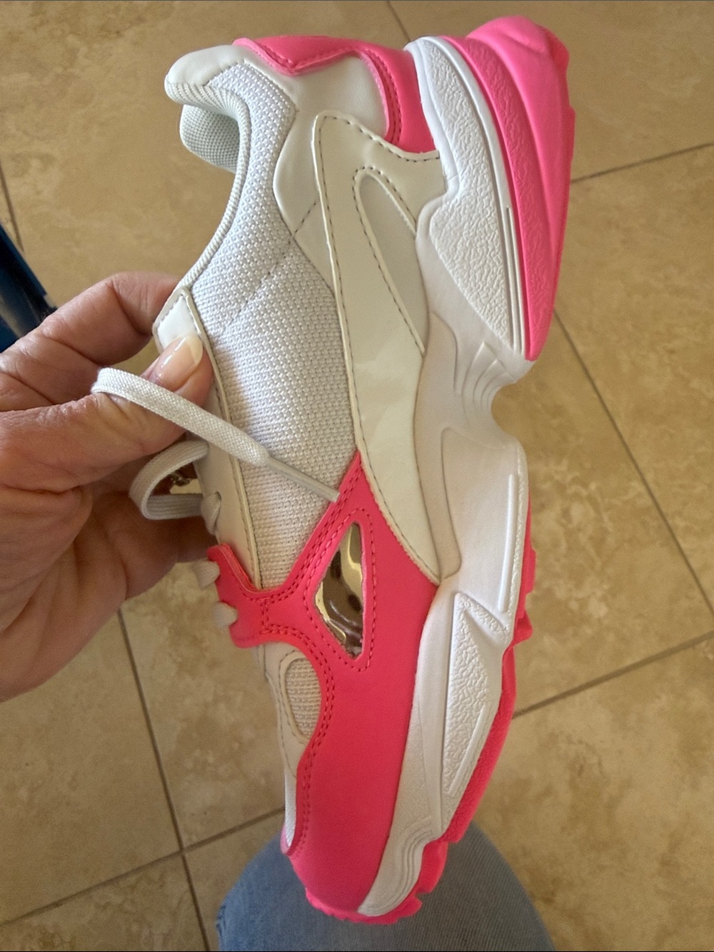 adidas White & Pink Falcon W Sneakers - Picture 3 of 7